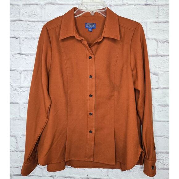 Pendleton vintage virgin wool women's button up large winter fall color rust - Picture 1 of 8